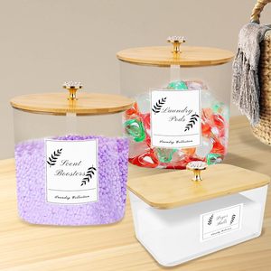 3 Pack Large Rectangle Injection Plastic Organizer Laundry Room Detergent Storage <b>Containers</b> with Lids - Product Image 3