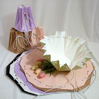 Vase en carton exquis personnalisé, emballage en papier kraft imperméable pour fleurs, sacs cadeaux recyclables, boîte aqua pour l'emballage des fleurs