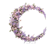 Arche de mariage en forme de lune avec roses artificielles en soie, toile de fond de scène ultra-réaliste pour fêtes et cérémonies