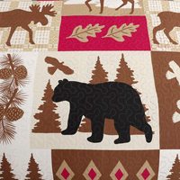 Housse de literie de cabine à carreaux rustique, couverture réversible, ample, cerf, faune, Patchwork de couette à carreaux, décor de maison, ours noir