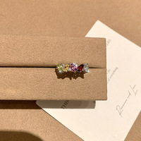S925 argent Sterling ovale coupe arc-en-ciel femmes incrusté de cristal naturel pierre plaqué or Rose Niche Style bague haut de gamme