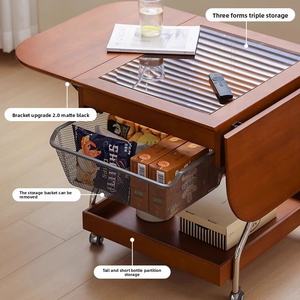 <span class=keywords><strong>Mesa</strong></span> de Centro Móvil de Estilo Moderno de Mediados de Siglo, <span class=keywords><strong>Mesa</strong></span> Auxiliar <span class=keywords><strong>Plegable</strong></span> de Madera Maciza de Estilo Nórdico Retro, Mueble de Salón - Product Image 2