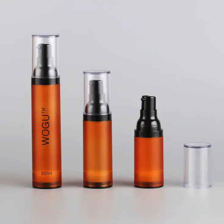 Empty matte orange cosmetic serum travel container 15ml 30ml 50ml makeup sunscreen lotion airless pump bottle