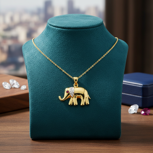 14K <b>Solid</b> <b>Gold</b> Elephant Necklace Animal Charm <b>Pendant</b> Good Luck Charm Fine Jewellery for Women Made in Turkey - Product Image 3