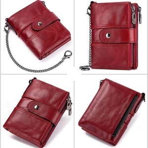 For Boshiho Men's Luxury Anti-Theft <b>RFID</b> <b>Blocking</b> Bifold <b>Wallet</b> Vintage Slim Open Double Zipper Coin Pocket Purse Real Leather - Product Image 2