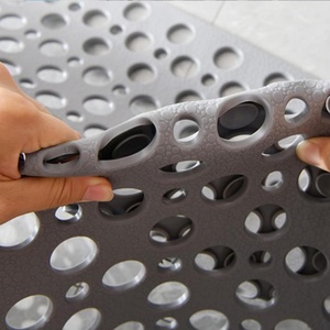 Tapis de bain rectangulaire en TPE, respectueux de l'environnement, tapis de salle de bain poreux, anti-fuite d'eau, avec ventouse, tapis de sol antidérapant - Product Image 4