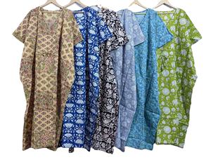 Robe caftan en coton à imprimé floral Streetwear d'été pour adultes avec tissu tricoté sans manches Taille naturelle - Product Image 1