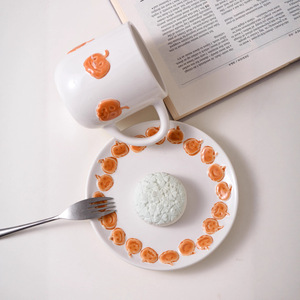 Creative Halloween Gift Pumpkin Relief Plant <strong>Childrens</strong> Dining <strong>Mug</strong> with Saucer High-Temperature Resistant Microwave Safe - Product Image 3