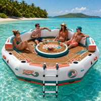 Grande île flottante gonflable pour fête aquatique avec sièges lounge pour la baignade en famille, les boissons, le bain de soleil, la détente au lac et à la plage