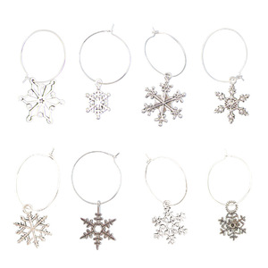 Silver Metal Snowflake Wine Glass Rings Round Pendant Wedding Party Decorations 20-40Pcs Luxury Tableware Set - Product Image 2