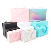 Benutzer definierte Luxus bekleidung Verpackungs boxen Pappe Kleidung/Schuhe Weiß Rosa Matt Magnetische Geschenk box Mit Band griff