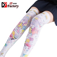 Chaussettes au genou, impression numérique, sans couture, sublimation, imprimé 3d, animé, pour filles, Design personnalisé, 360