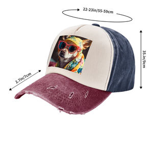 Imagen personalizada lavada estilo vaquero gorra de béisbol ala curva Logotipo de goma tela sublimada para la moda americana Formal de negocios Dobby pequeño - Product Image 3