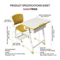 Bureau et chaise d'école modernes en métal réglables en hauteur avec patins antidérapants pour les élèves en croissance