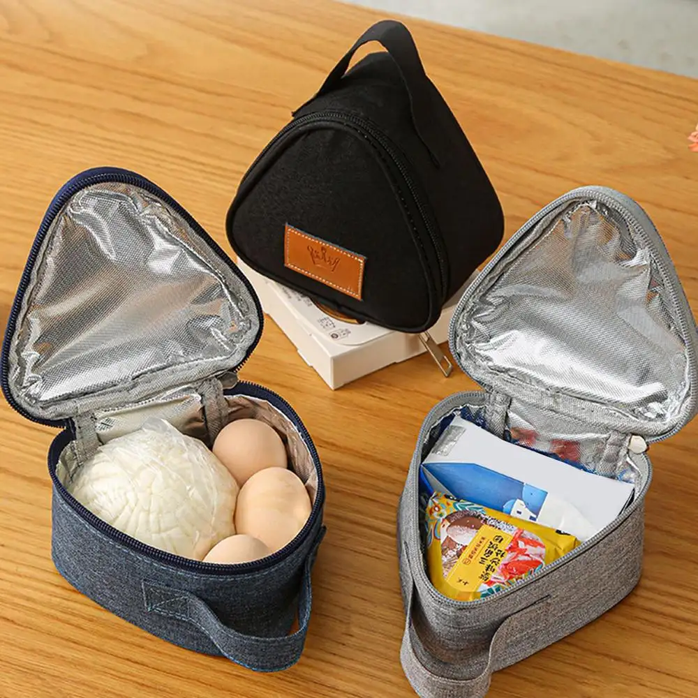 Tas kotak makan siang bola nasi segitiga kecil tas makan siang isolasi termal tas makan siang luar ruangan portabel makanan Bento kantung segar