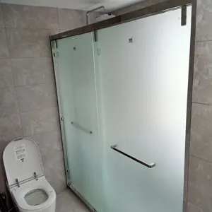 枪灰色不锈钢钢化玻璃淋浴房浴室玻璃淋浴磨砂玻璃门
