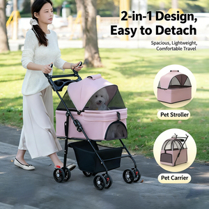 Passeggino Pieghevole Leggero <span class=keywords><strong>per</strong></span> Animali Domestici con Chiusura a Cerniera e Design Staccabile, Capacità 15kg <span class=keywords><strong>per</strong></span> Cani e Gatti di Piccola e Media Taglia - Product Image 3
