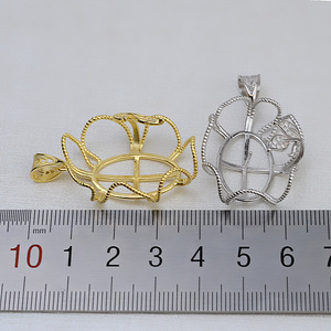 Pendentif fleur ouvrante en argent S925 fait main Wenchi, perle baroque, support creux, collier, accessoire de bijouterie DIY, Chine - Product Image 3