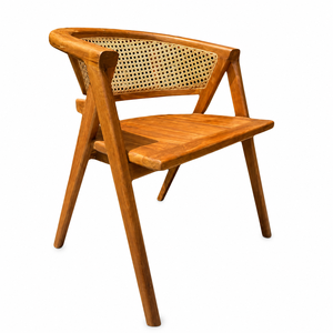 Fauteuil moderne en bois et rotin tressé, mobilier d'intérieur pour salon, hôtel, appartement, extérieur, villa - Product Image 1