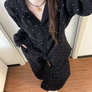 Completo pigiama da donna due pezzi in cotone nuvola con stampa stellare, maniche lunghe, lunghezza intera, collezione Primavera/Estate 2026 - Il più venduto - Product Image 5