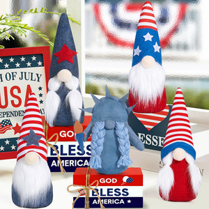Gnomo Patriótico Hecho a Mano para el Día de <span class=keywords><strong>la</strong></span> Independencia, Decoraciones <span class=keywords><strong>del</strong></span> 4 de Julio, Gnomo con Bandera Americana para Adorno de Mesa en Fiestas en Casa - Product Image 2