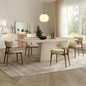 Mesa de Comedor de Piedra Multifuncional de Estilo Retro Moderno Francés con Combinación de Sillas, Sensación de Alta Gama, 6 Plazas, para Uso en Restaurantes - Product Image 2