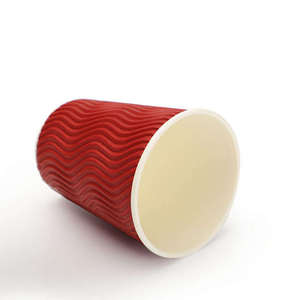 Tasses à café en papier jetables à emporter imprimées par logo de tasse de mur d'ondulation biodégradable avec des couvercles - Product Image 5