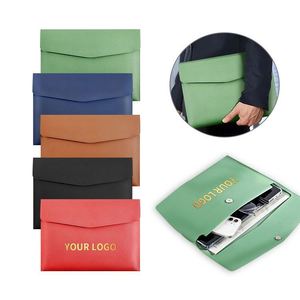 Custom Logo PU Leather <b>Document</b> Pouch Meeting <b>Document</b> Bag Organizer Minimalist Contract Holder Waterproof <b>A4</b> File <b>Folder</b> - Product Image 1