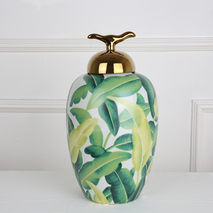 del Gabinete de <span class=keywords><strong>la</strong></span> Tv de lujo decoración del hogar rústico hojas de <span class=keywords><strong>palma</strong></span> patrón de cerámica botella de almacenamiento - Product Image 6