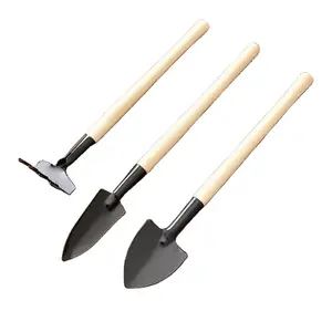 3pcs/Set Mini Gardening Tools Wood Handle Stainless Steel Potted Plants Shovel Rake Spade for Flowers Potted Plant