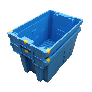 QS Stackable Nestable Container Moving Turnover Box Plastic Storage Tote Bins For Home use Logistic Warehouse Storage Crate