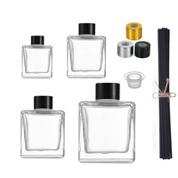 Bouteilles diffuseurs d'aromathérapie de luxe en verre transparent vides de 50ml/100ml/150ml/200ml, rechargeables, pour diffuseurs à bâtonnets, pour parfums d'intérieur et projets DIY