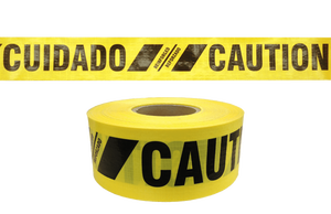 Danger Warning <b>Tape</b> 3 In Wide Red Polyethylene Hazard Barrier <b>Tape</b> Peligro Bilingual Label - Product Image 2