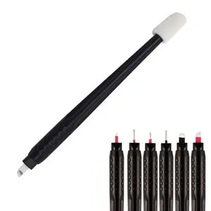 ปากกาสักคิ้วแบบถาวรปากกาสักคิ้วแบบมีใบมีดโค้งปากกาแบบใช้มือสำหรับแต่งคิ้วแบบถาวรแบบ3D งาน OEM