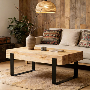 <b>Solid</b> <b>Wood</b> Coffee Table Natural Living Room Side Minimalist Vintage Tea Custom-Made Furniture - Product Image 1