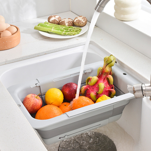 High Quality Folding Plastic Basket <strong>Collapsible</strong> Kitchen Folding Telescopic Folding Drain Basket For Vegetable Washing Kitchen - Product Image 4