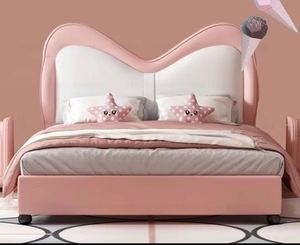 Lit de princesse pour enfants, rose, rembourré, design cartoon, luxe, moderne, en bois, pour adolescentes - Product Image 4