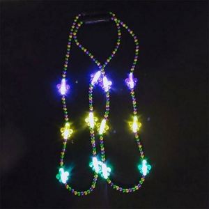 สร้อยคออะคริลิคแบบพกพาเรืองแสง LED ประดับลูกปัดแบบกำหนดเอง พร้อมลูกปัดมาร์ดิกราส์กระพริบ - ของขวัญส่งเสริมการขาย - Product Image 4