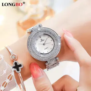 Luxury Japan Quartz Wrist Watches LONGBO 80677 Glass Mirror Jewellery Buckle Full Diamond Fashion Design Three Hands Women Watch