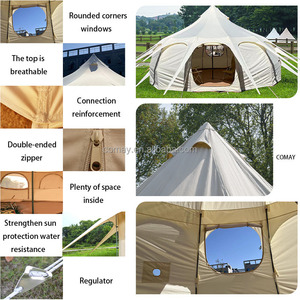 เต็นท์ทรงหยดน้ำสำหรับตั้งแคมป์กลางแจ้ง ผ้าใบกันน้ำ PVC 3000 มม.+ ผ้าอ๊อกซ์ฟอร์ด ป้องกันแสงแดด ใช้ได้ทุกฤดู แบบมองโกเลีย - Product Image 6