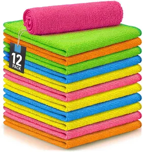 Hot Selling Microfiber Cleaning Cloth Warp Knitting Towel 40*40cm 350gsm Car Microfiber Cloth Kitchen Towels