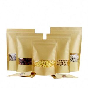 Sacs à fermeture éclair en papier kraft transparents autoportants avec fenêtre, 30x40cm, pack promotionnel - Product Image 2