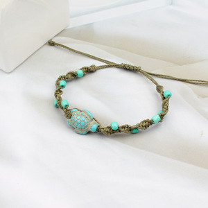 Cuerda de mano de tortuga turquesa hecha a mano estilo vacaciones en la playa de nuevo estilo. <span class=keywords><strong>Es</strong></span> una pulsera de pareja ajustable - Product Image 6