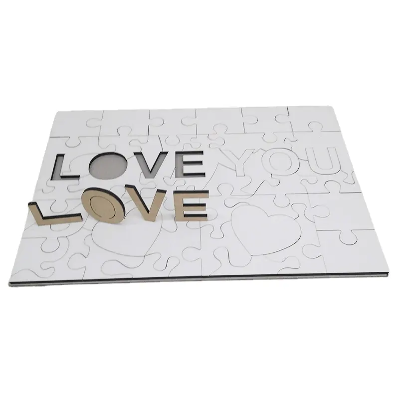 Personalizado sublimación rompecabezas MDF en Blanco Amor rompecabezas de madera