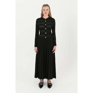 Puane Women's Black Knitted Skirt and Top Two-Piece Set, Soft Fabric, Comfortable & Stylish for Office & Daily, Model 14263TKS - Product Image 1