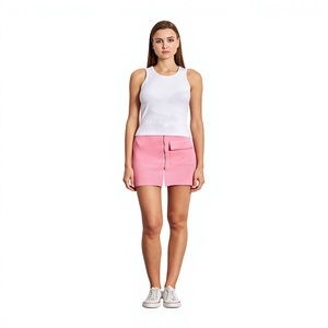 Camiseta Corta de Canalé Básica para Mujer, Marca Privada, Suave y Transpirable, Sin Mangas, para Uso Casual y de Descanso en Verano - Product Image 1