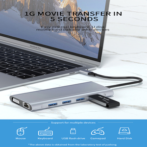 Hub USB alimenté Hub USB <span class=keywords><strong>BASIX</strong></span> 11 en 1 HD-MI VGA PD RJ45 USB3.0 SD TF Station d'accueil - Product Image 5