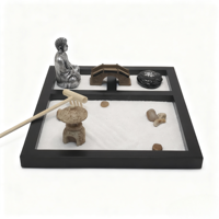 Mini kit de jardin zen japonais de bureau, ornements de méditation Bouddha, décorations de bureau en résine pour la maison et le bureau, table de sable Diwali