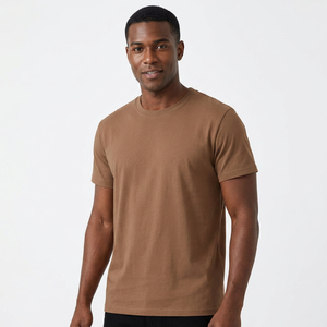 Camiseta de Manga Corta para Hombre, Color Granate, Cuello Redondo, Corte Regular, Color Sólido, Informal, 100% Algodón, Tejido de Punto Jersey - Product Image 1