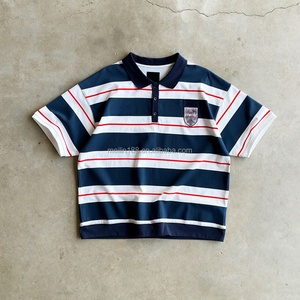 Factory Custom High Quality 100%Cotton Short Sleeve Plus Size Summer Wear Breathable POLO <b>Shirts</b> Casual Striped T-<b>shirt</b> - Product Image 1